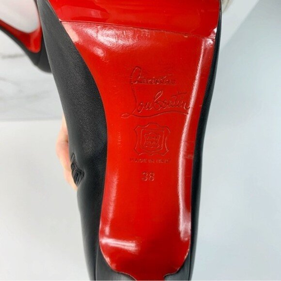 Christian Louboutin Ginevra Luxe Calf Buttery Black Leather Knee-High Boots 38 - Picture 14 of 15